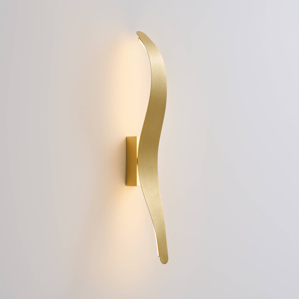 Long wavy brushed gold wall light LED 8W - Virella