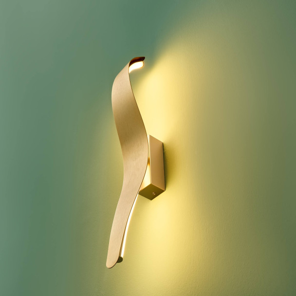 Long wavy brushed gold wall light LED 8W - Virella