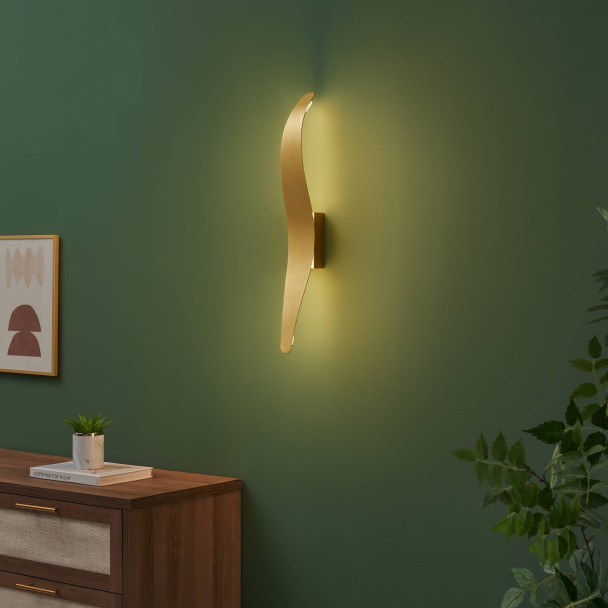 Long wavy brushed gold wall light LED 8W - Virella