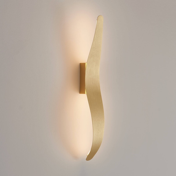 Long wavy brushed gold wall light LED 8W - Virella