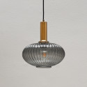 Small pendant with grey ribbed glass - Judy