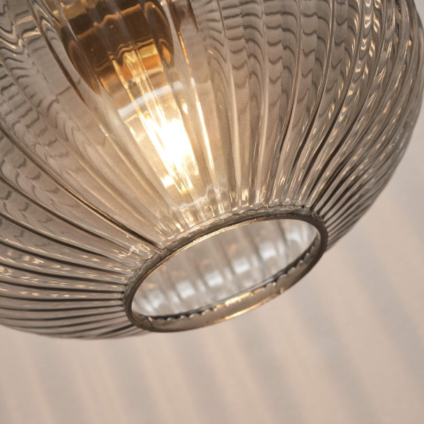 Small pendant with grey ribbed glass - Judy