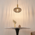 Small pendant with grey ribbed glass - Judy