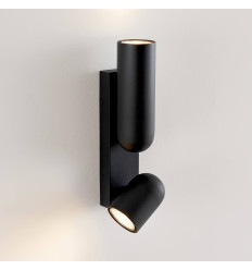 Black cylindrical wall light with double beam - Arven 2
