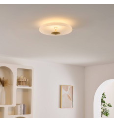 Gold vintage ceiling light with frosted glass disc 40 cm...