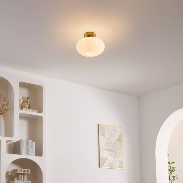 Wall light or spot with ribbed opal glass -...