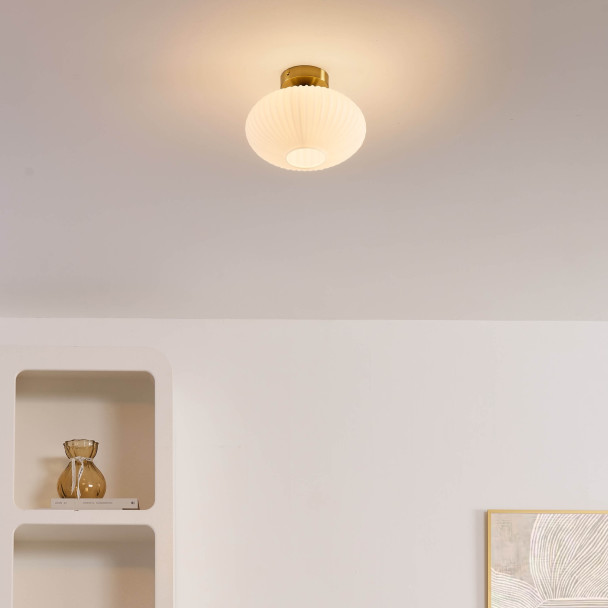 Wall light or spot with ribbed opal glass -...