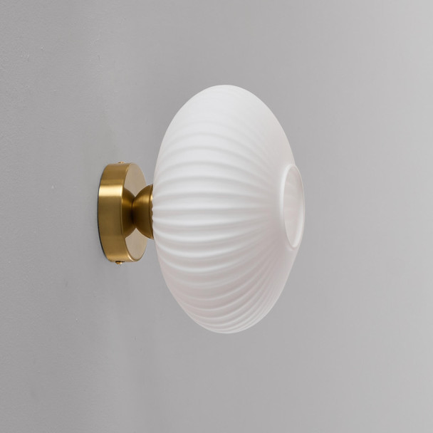 Wall light or spot with ribbed opal glass -...