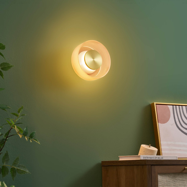 Contemporary amber glass LED 6W wall light - Inaya