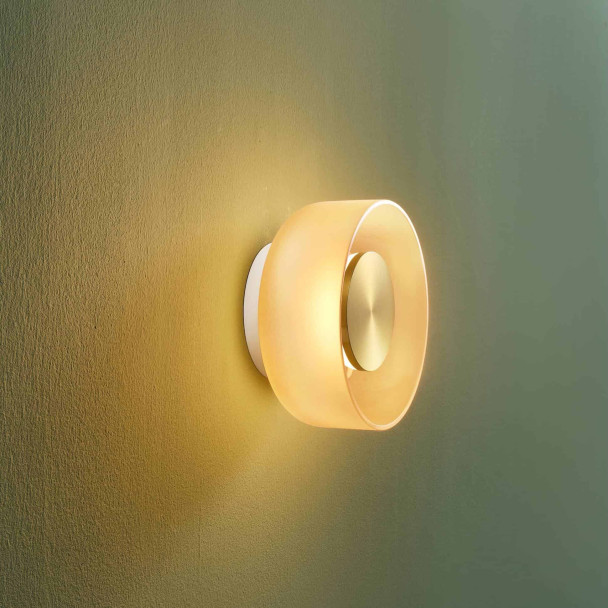 Contemporary amber glass LED 6W wall light - Inaya