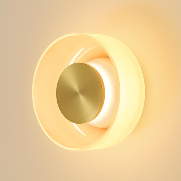 Contemporary amber glass LED 6W wall light - Inaya