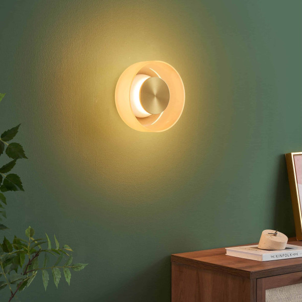 Contemporary amber glass LED 6W wall light - Inaya