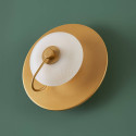 Gold disc wall light with embossed glass 25 cm - Milovan