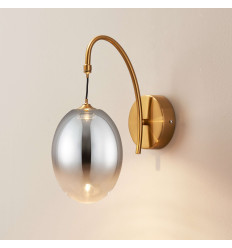 Gold arched LED wall light with oval globe - Nuvéo 2