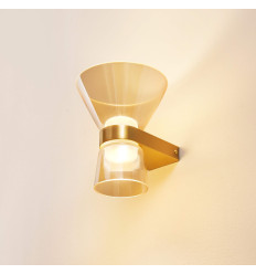 Gold amber glass wall light with integrated LED - Antonella
