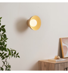 Taupe metal and white glass wall light or spot 20 cm - Senka