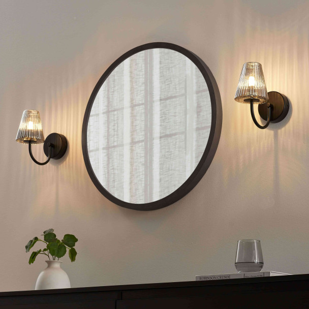 Wall light with ribbed smoked glass - Nindra