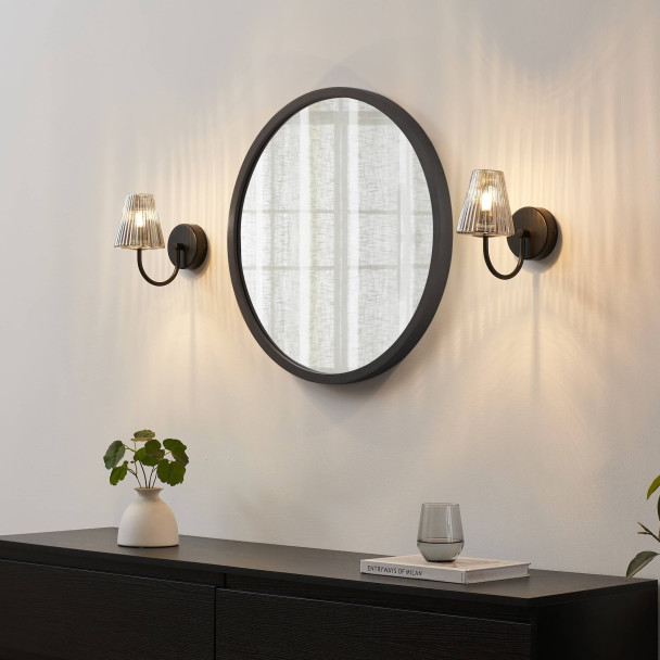 Wall light with ribbed smoked glass - Nindra