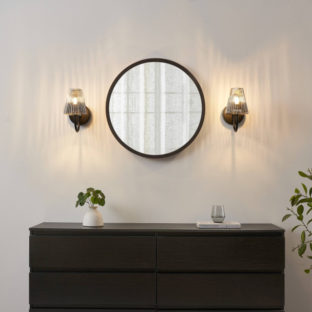 Wall light with ribbed smoked glass - Nindra