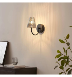 Wall light with ribbed smoked glass - Nindra
