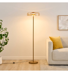 Gold floor lamp with amber glass LED 165 cm - Riccardo 2