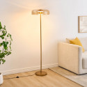 Gold floor lamp with amber glass LED 165 cm - Riccardo