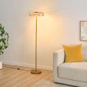 Gold floor lamp with amber glass LED 165 cm - Riccardo