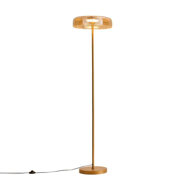 Gold floor lamp with amber glass LED 165 cm -...