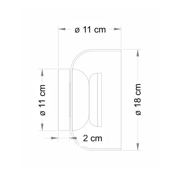 Metal and glass LED wall light 6W - Inaya