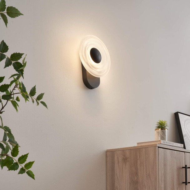 Black halo-effect wall light LED 6W - Sorelli