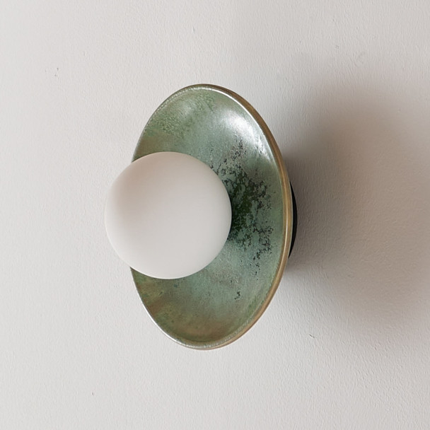 Seafoam green glazed ceramic wall light with...