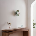 Seafoam green glazed ceramic wall light with white globe - Evyra