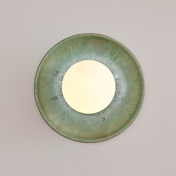 Seafoam green glazed ceramic wall light with...