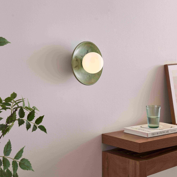 Seafoam green glazed ceramic wall light with...