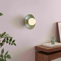 Seafoam green glazed ceramic wall light with white globe - Evyra