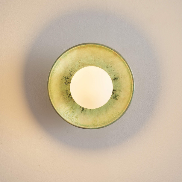 Seafoam green glazed ceramic wall light with...