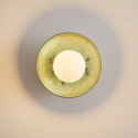 Seafoam green glazed ceramic wall light with white globe - Evyra