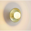 Seafoam green glazed ceramic wall light with white globe - Evyra