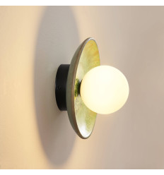 Seafoam green glazed ceramic wall light with white globe... 2