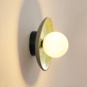 Seafoam green glazed ceramic wall light with white globe - Evyra