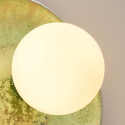 Seafoam green glazed ceramic wall light with white globe - Evyra