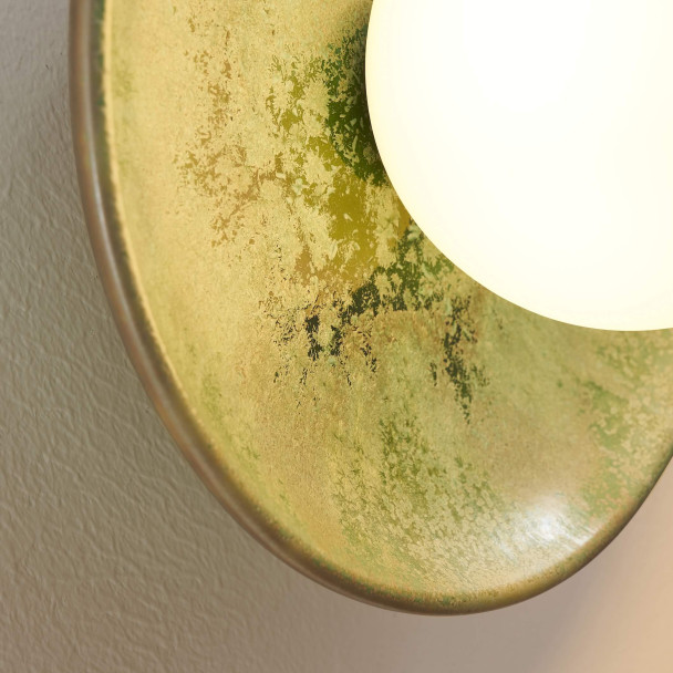 Seafoam green glazed ceramic wall light with...