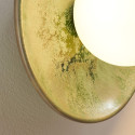 Seafoam green glazed ceramic wall light with white globe - Evyra