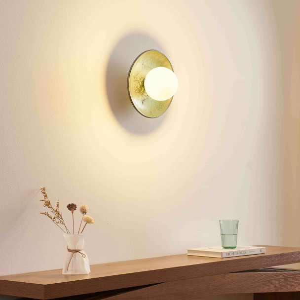 Seafoam green glazed ceramic wall light with...