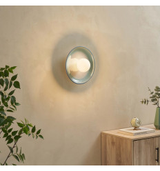 White and sea green ceramic wall light with opal glass 27... 2