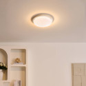 Small 30 cm white ceiling light with natural travertine and integrated 10W LED - Malba
