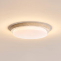 Small 30 cm white ceiling light with natural travertine and integrated 10W LED - Malba