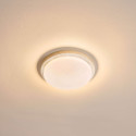 Small 30 cm white ceiling light with natural travertine and integrated 10W LED - Malba