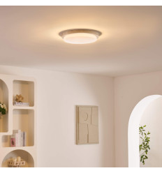 Small 30 cm white ceiling light with natural travertine... 2