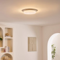 Small 30 cm white ceiling light with natural travertine and integrated 10W LED - Malba